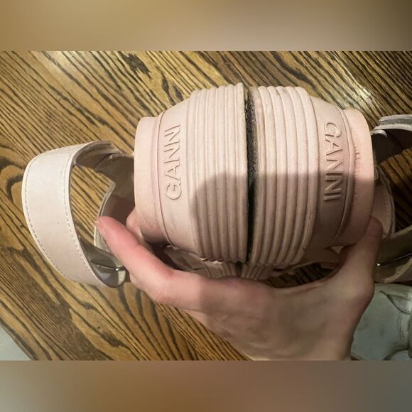 GANNI Rubber Sandals sz 8/38 pink velcro adjustable multi strap platform chunky - Picture 3 of 9